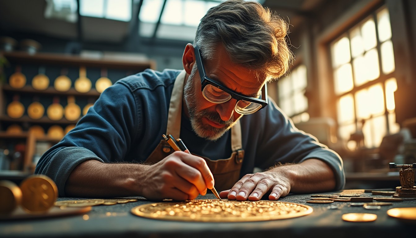 découvrez le portrait captivant d'un artisan passionné, expert dans la création de médailles en or. plongez dans son univers où savoir-faire ancestral et créativité s'unissent pour façonner des pièces uniques qui immortaliseront vos moments précieux.