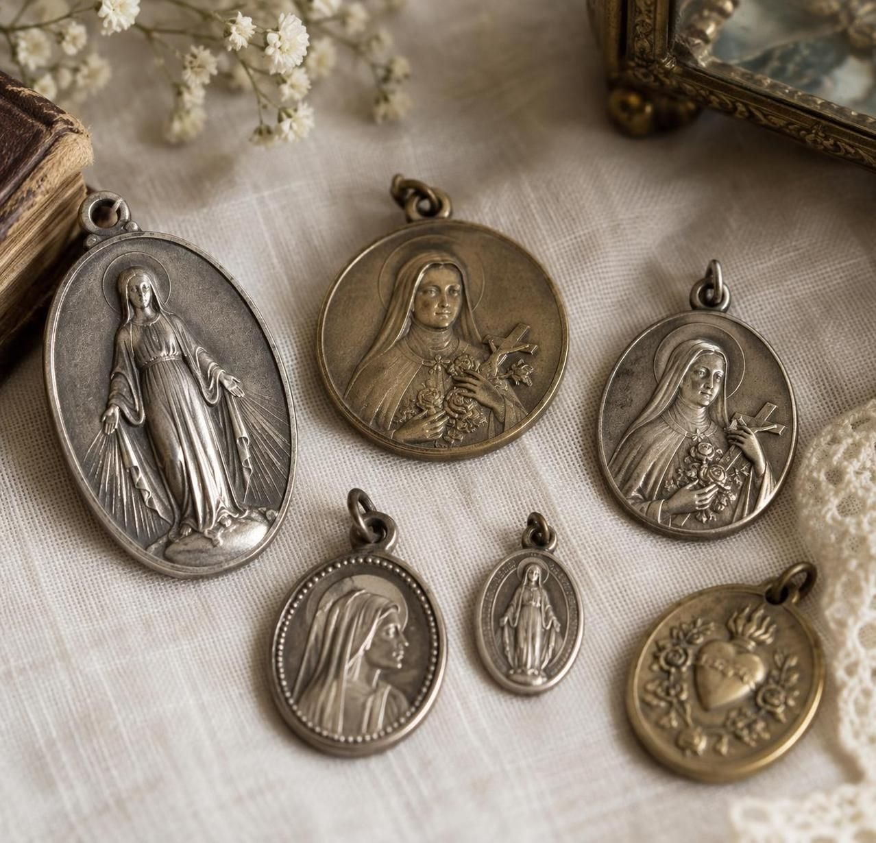 découvrez les saintes catholiques les plus souvent représentées sur les médailles religieuses et la signification de leur présence.